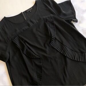 Eloquii Black Short Sleeve Pleated Ruffle Front Blouse Size 22